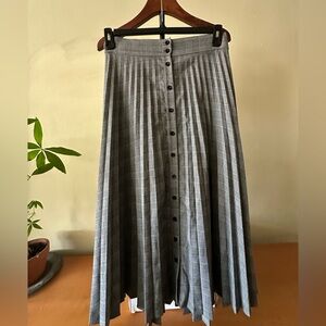 Gray Pleated Button-Down Skirt